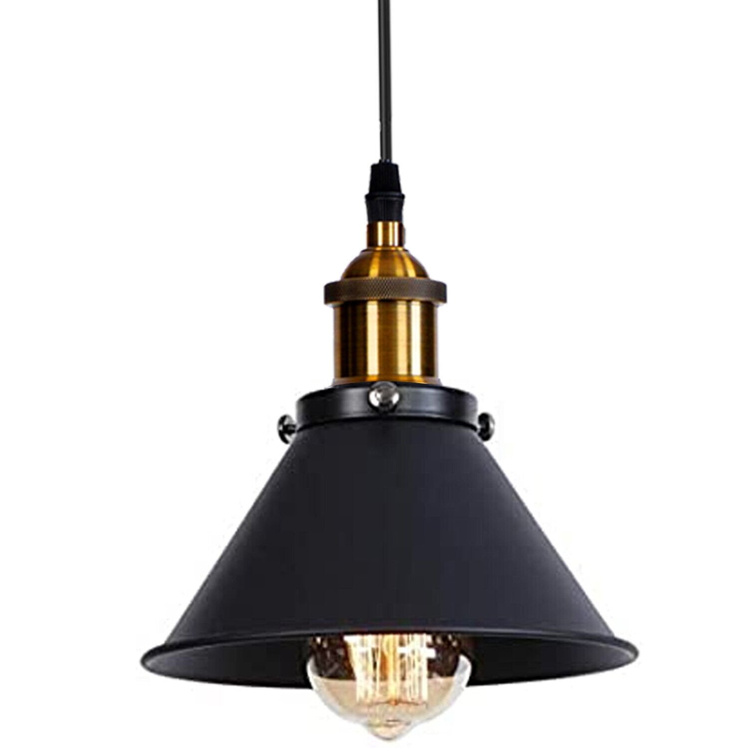 Modern Industrial Metal Cone Pendant Light, Adjustable Cable, Multiple Finishes