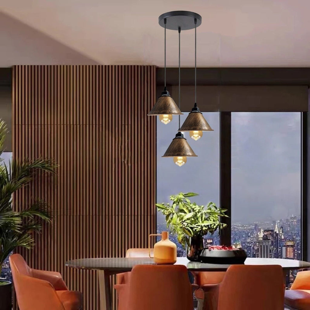 Brushed Copper Industrial Metal Pendant Light Shades for Retro Ceiling Lamps