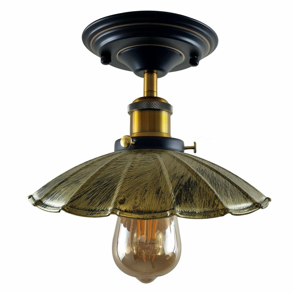 Vintage Industrial Retro Flush Mount Metal Ceiling Light E27 Lamp Holder