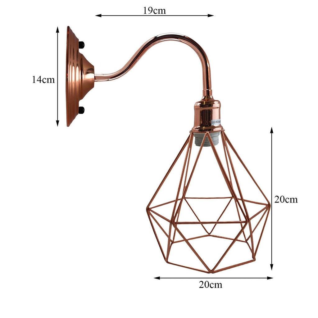 Modern Vintage Rose Gold Industrial Wall Sconce Light Cage Lamp Fixture