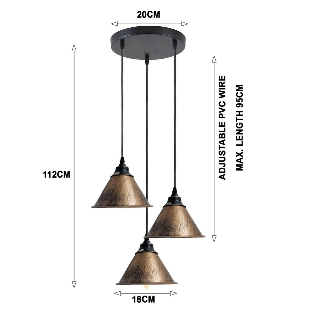 Brushed Copper Industrial Metal Pendant Light Shades for Retro Ceiling Lamps