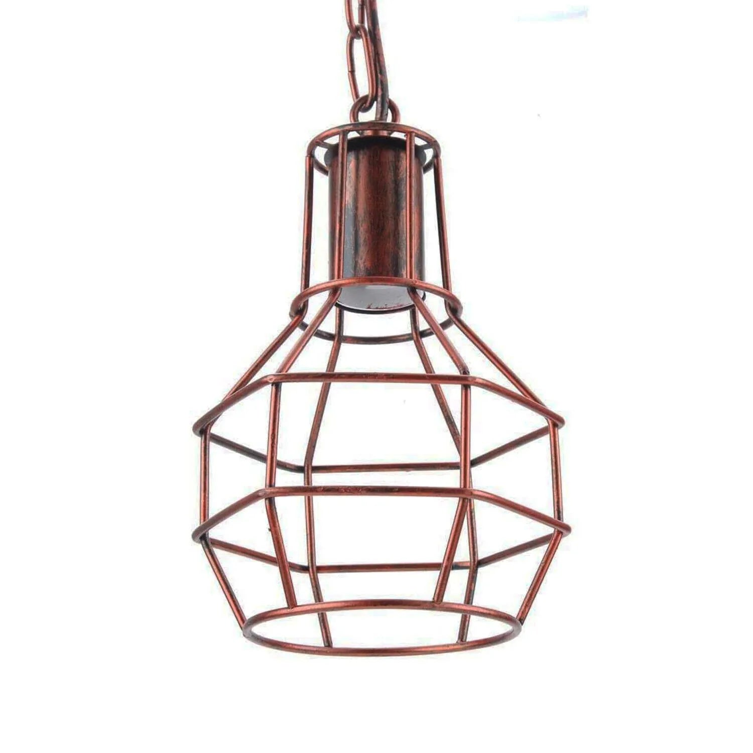 Brushed Silver Vintage Industrial Metal Wire Cage Pendant Lamp E27