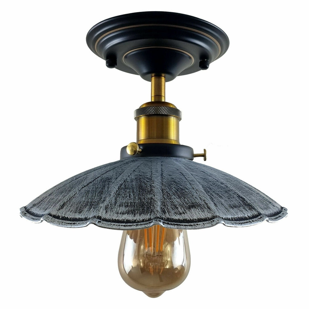 Vintage Industrial Retro Flush Mount Metal Ceiling Light E27 Lamp Holder