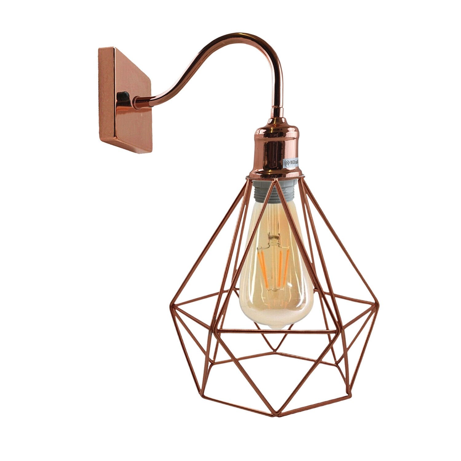 Modern Vintage Rose Gold Industrial Wall Sconce Light Cage Lamp Fixture