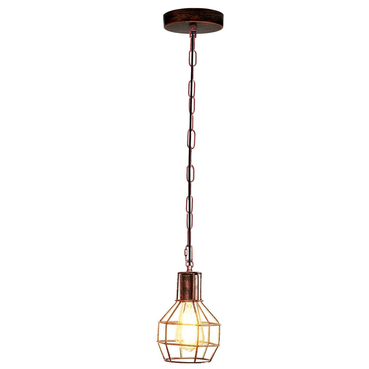 Industrial Vintage Metal Wire Cage Pendant Light - Adjustable Hanging Ceiling Lamp