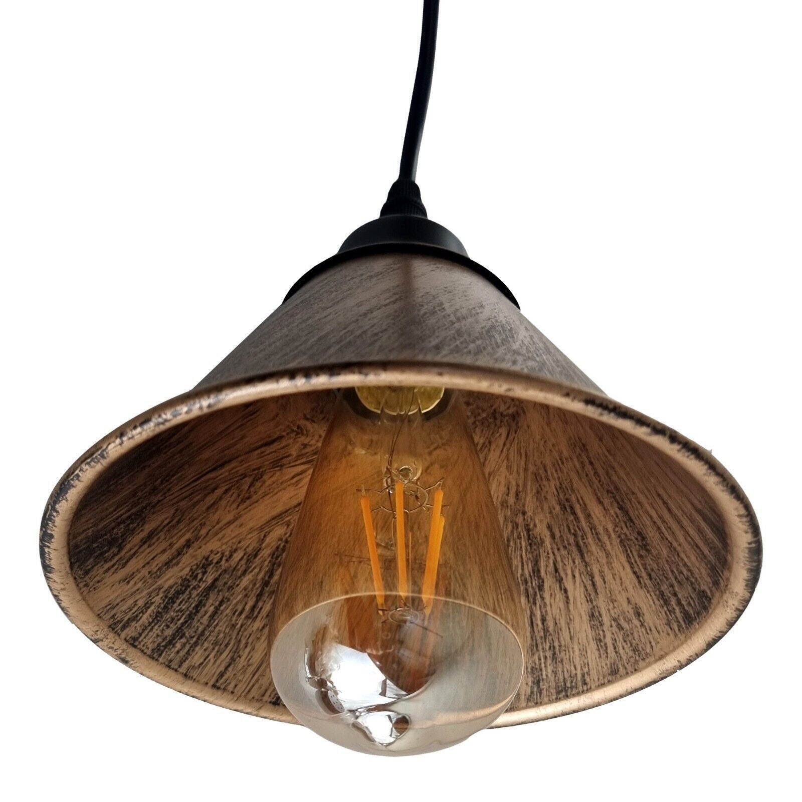 Vintage Industrial Brushed Copper Metal Pendant Light Set for Ceilings