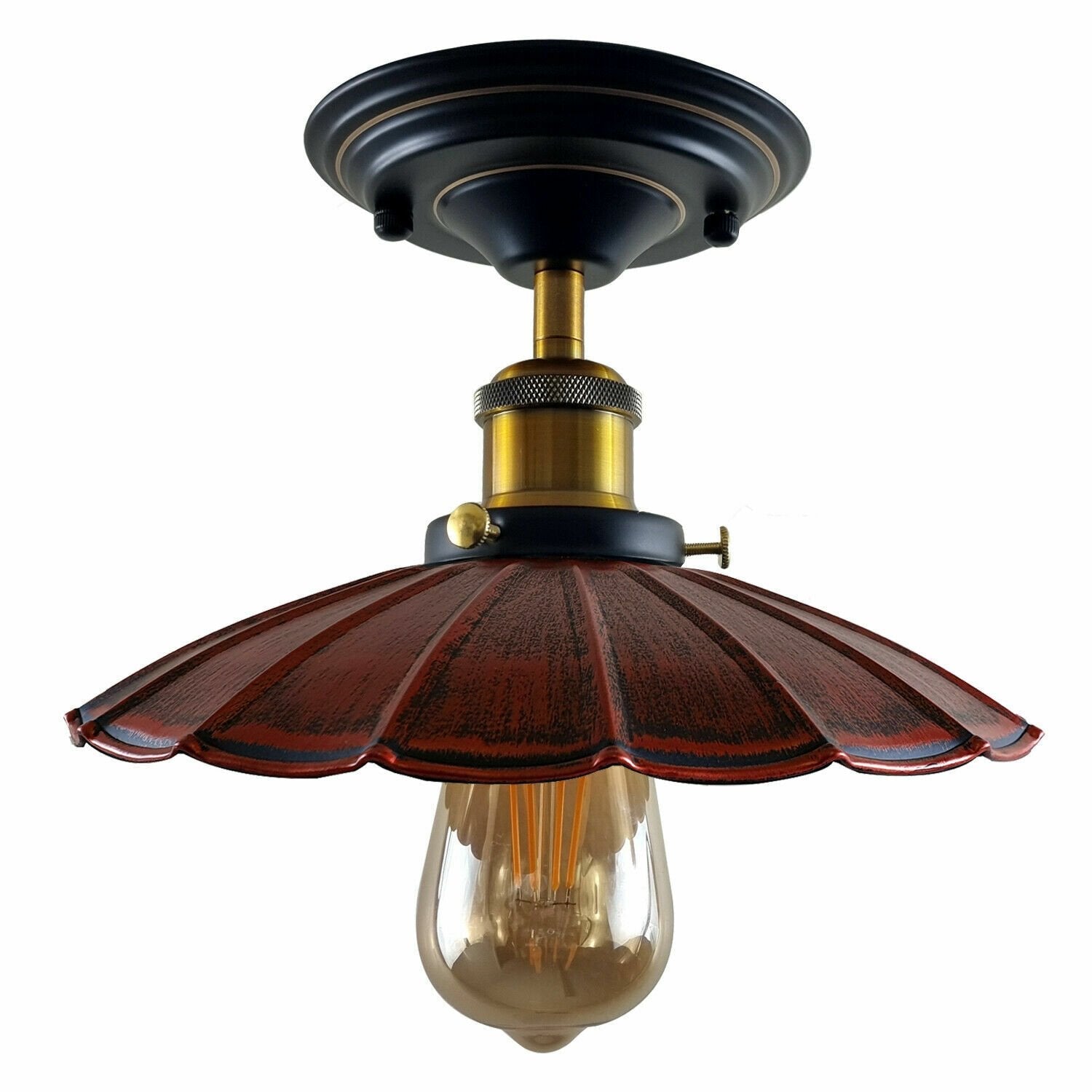 Vintage Industrial Retro Flush Mount Metal Ceiling Light E27 Lamp Holder