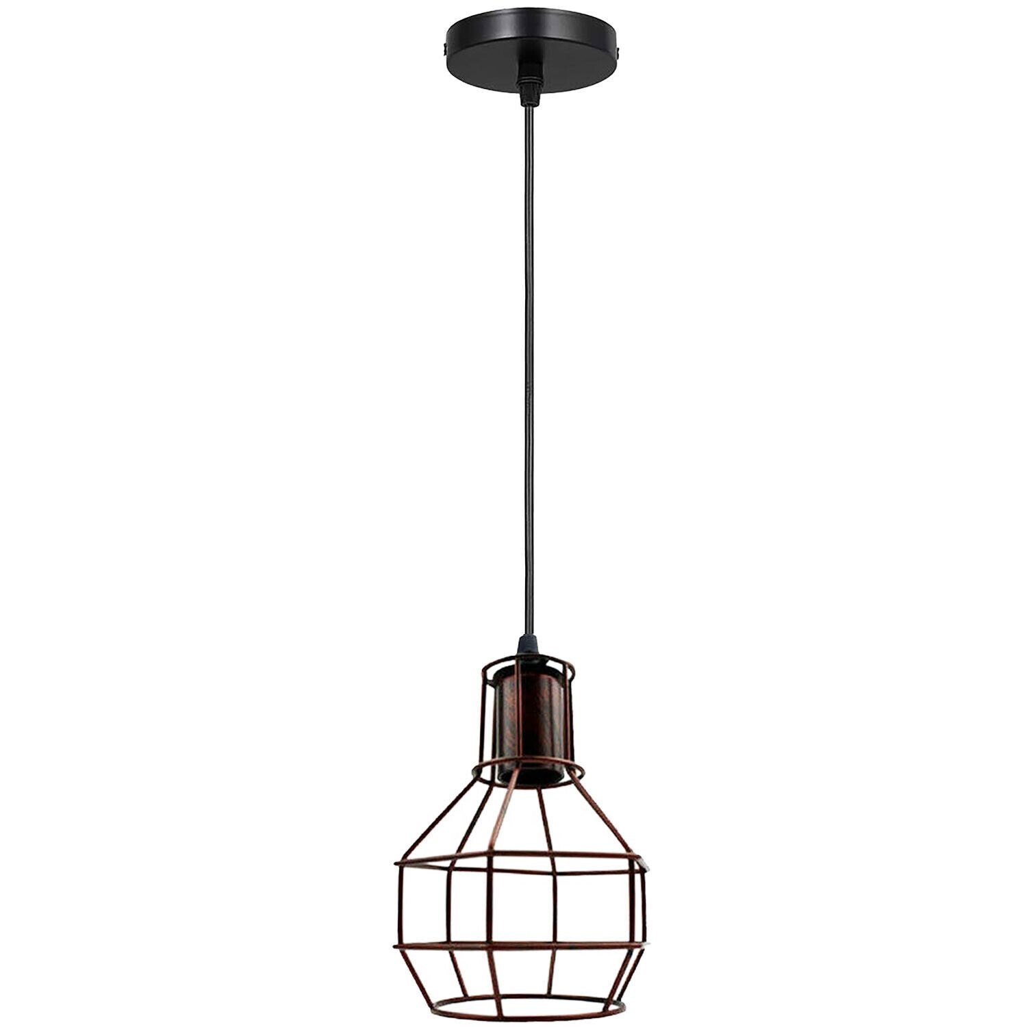 Vintage Industrial Style Metal Ceiling Pendant Light Cage Lampshade Fitting