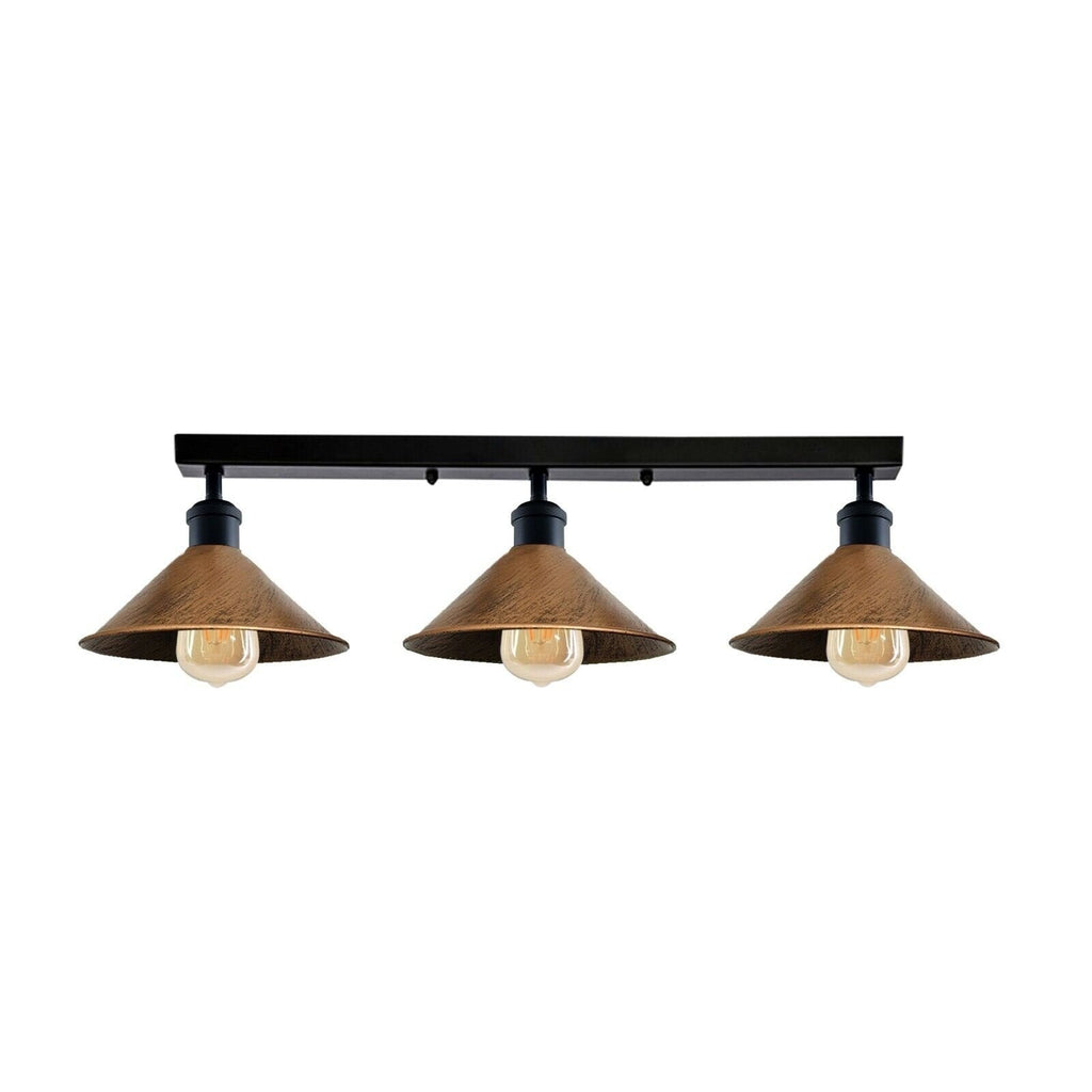 Industrial 3-Head Metal Ceiling Light Fixture E27 Dimmable Modern Loft Style
