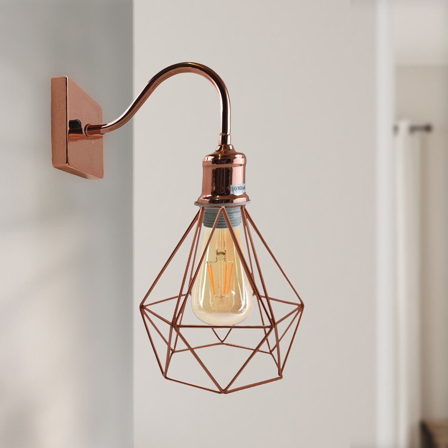 Modern Vintage Rose Gold Industrial Sconce Wall Light Cage Lamp Fixture