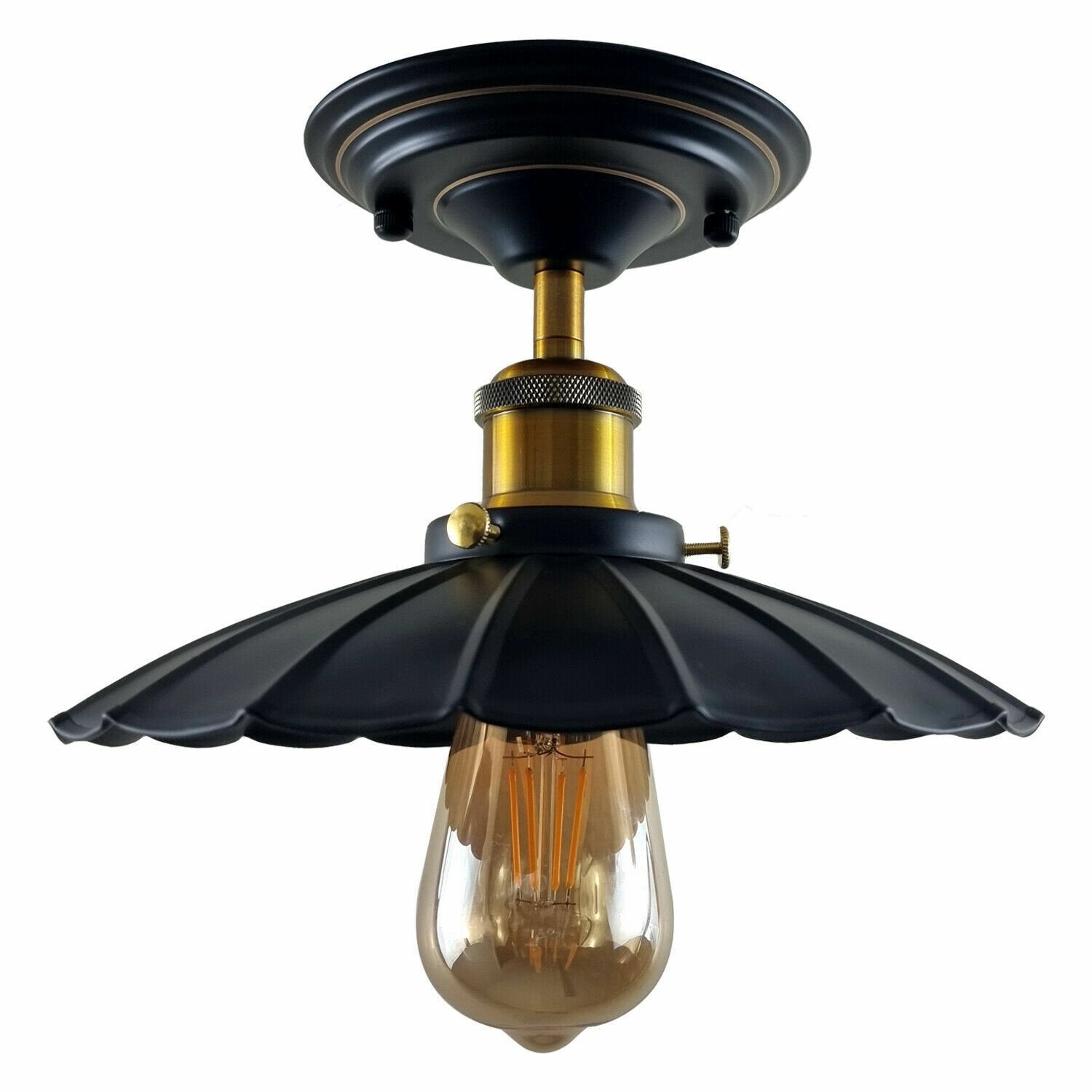 Vintage Retro Industrial Flush Mount Metal Cage Ceiling Light Fixture E27 Base