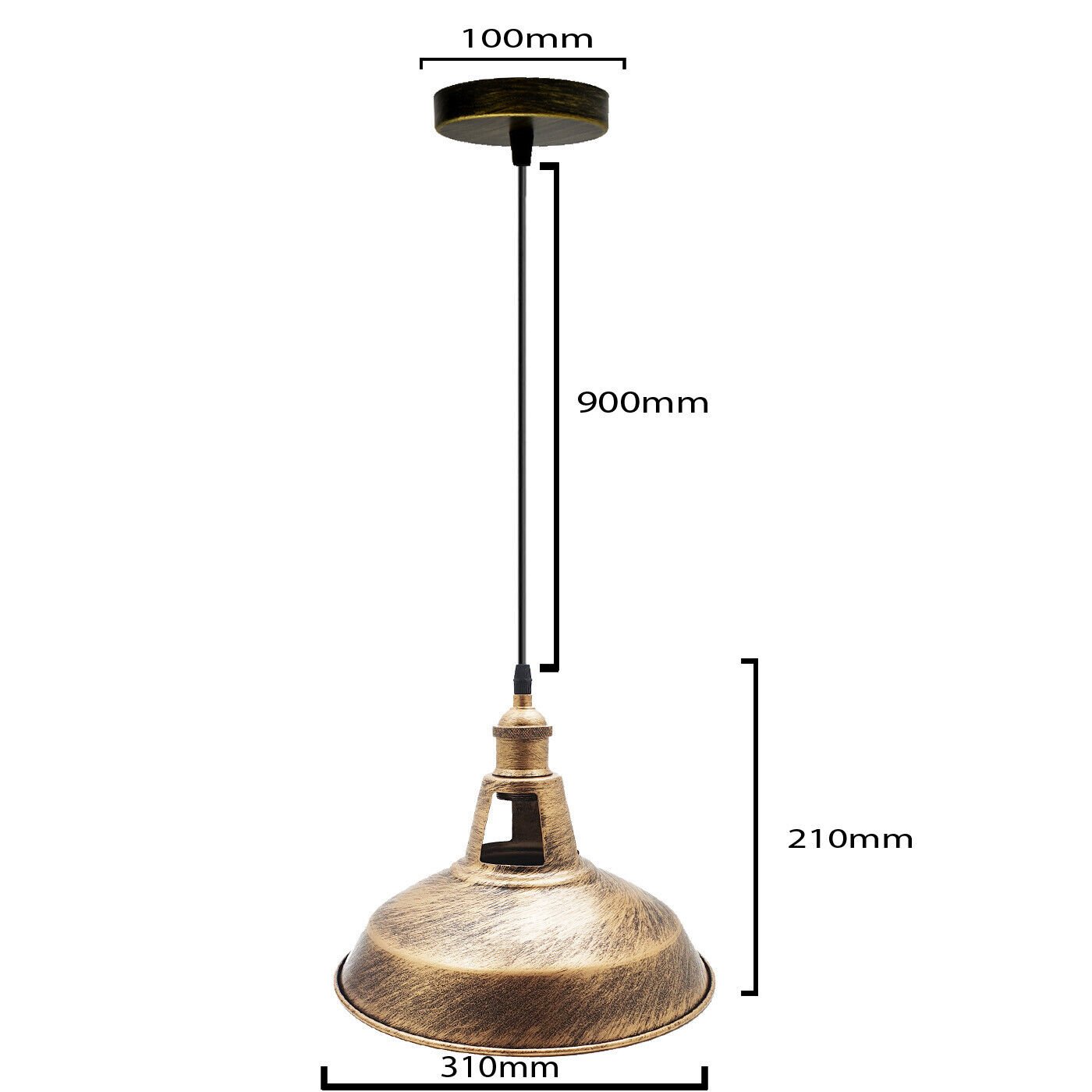 Vintage Retro Pendant Light with Metal Shade for Bedrooms or Kitchen Island ~6105