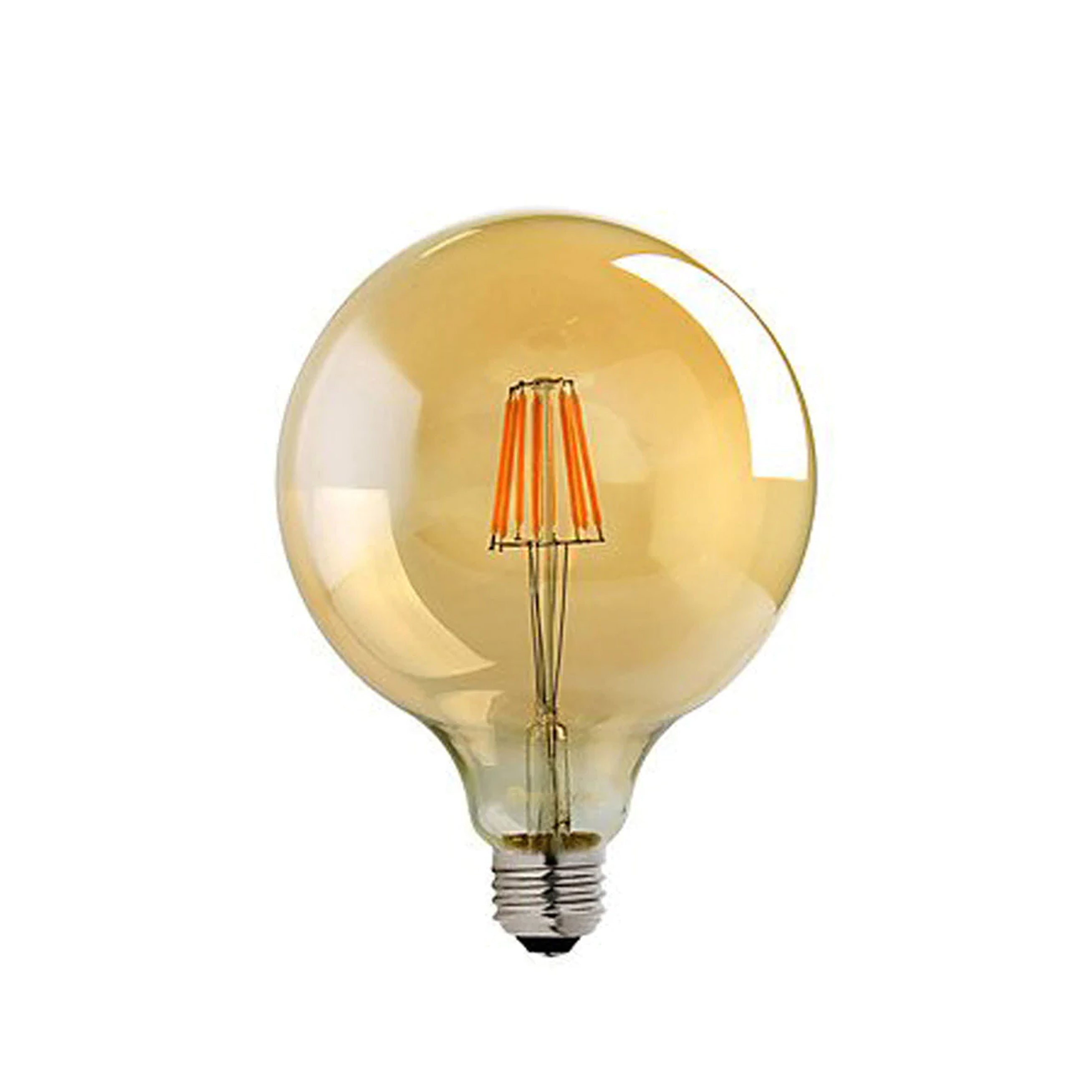 Vintage G125 8W LED Filament Globe Bulb, Amber Glass, E27 Screw Base