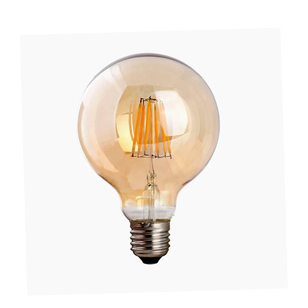 Vintage G125 8W LED Filament Globe Bulb, Amber Glass, E27 Screw Base