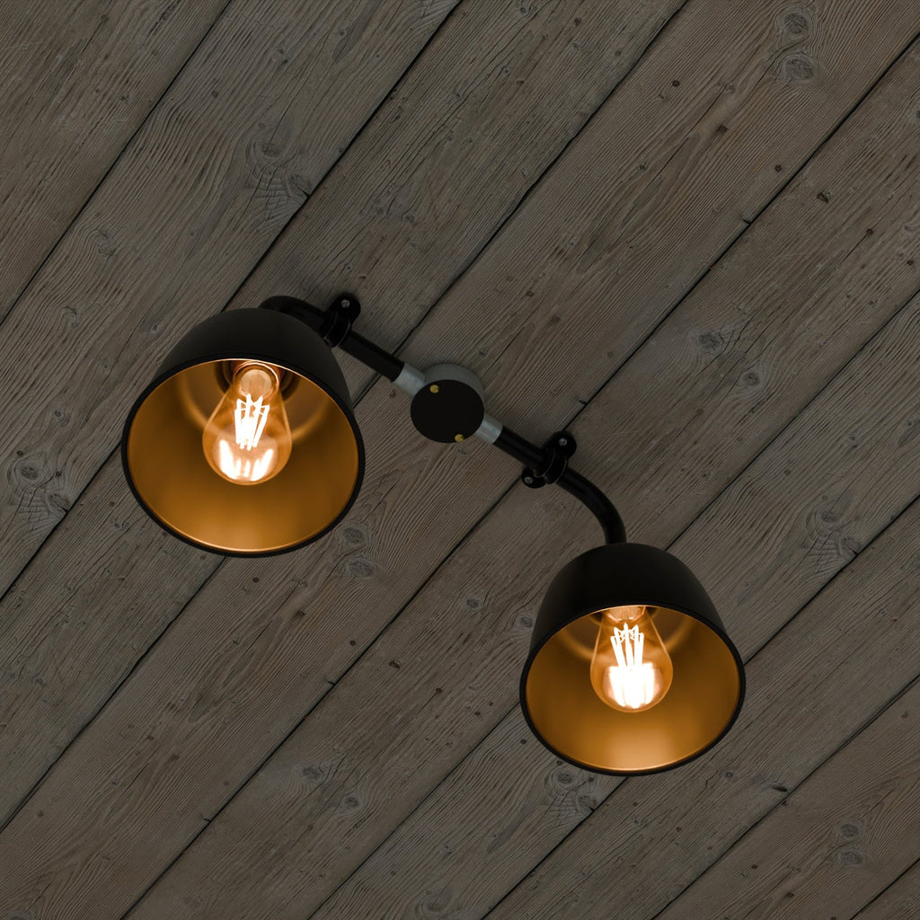 Industrial Black Metal Conduit Ceiling Light Fixture Kit E27 Base