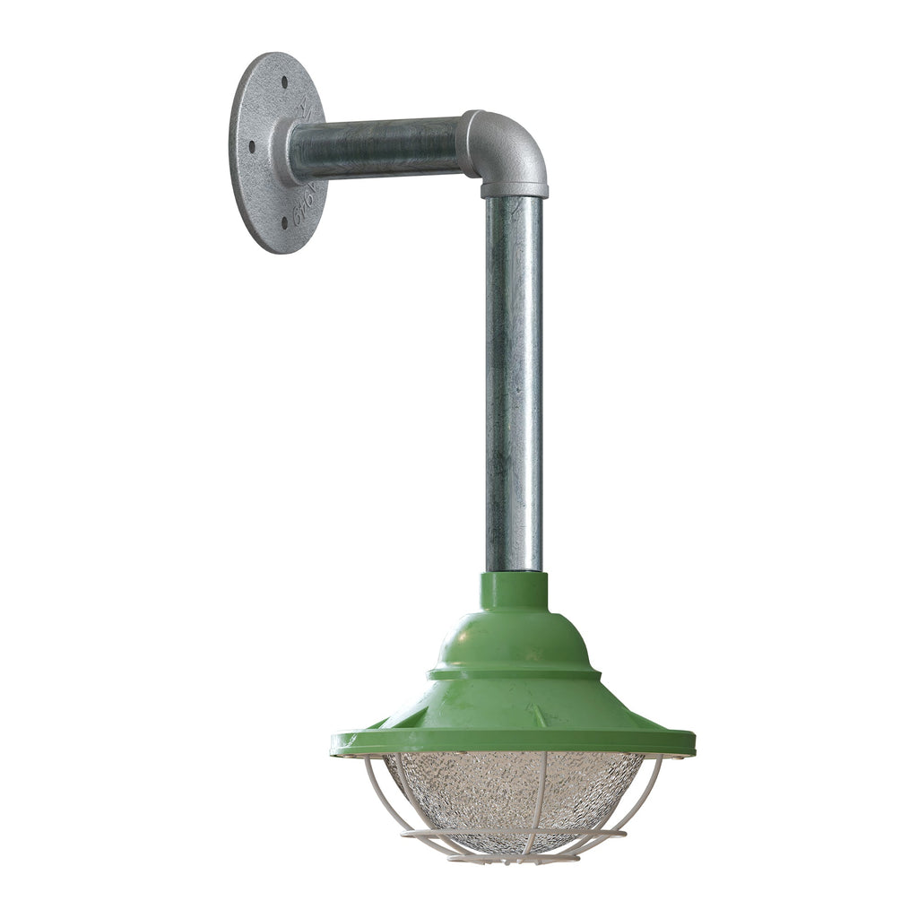 Industrial Galvanized Conduit Pipe Wall Light with Vintage Cage Shade