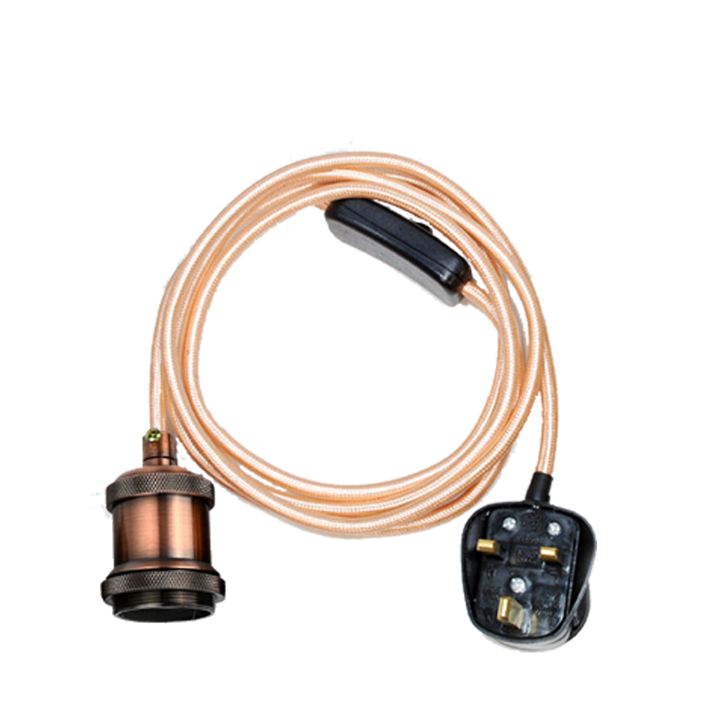 Braided Fabric Flex Plug-In Pendant Light Set with E27 Holder