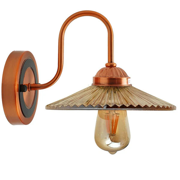 Industrial Antique Amber Glass Wall Sconce Fixture for Elegant Home Decor