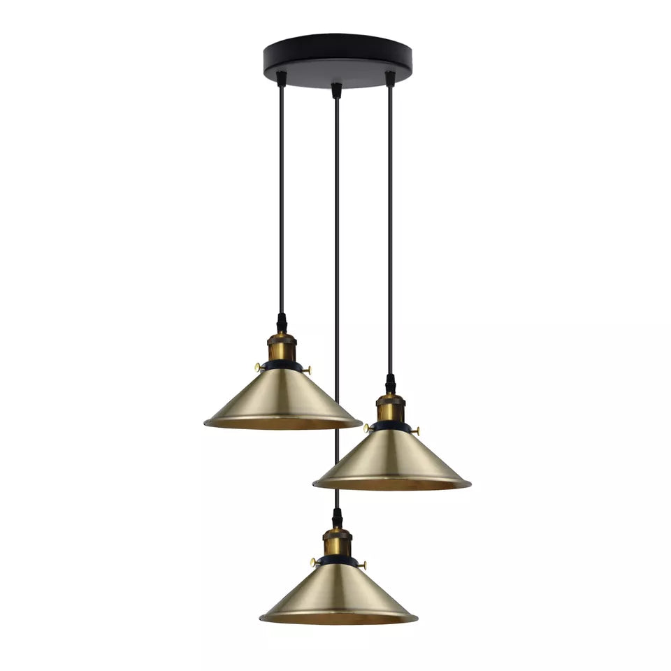 Stylish 3-Way Adjustable Cone Pendant Light Fixture for E27 Bulbs