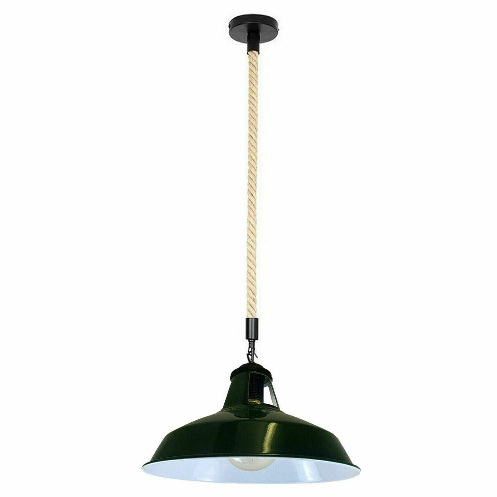 Rustic Industrial E27 Edison Hemp Rope Pendant Light Fixture Barn Home
