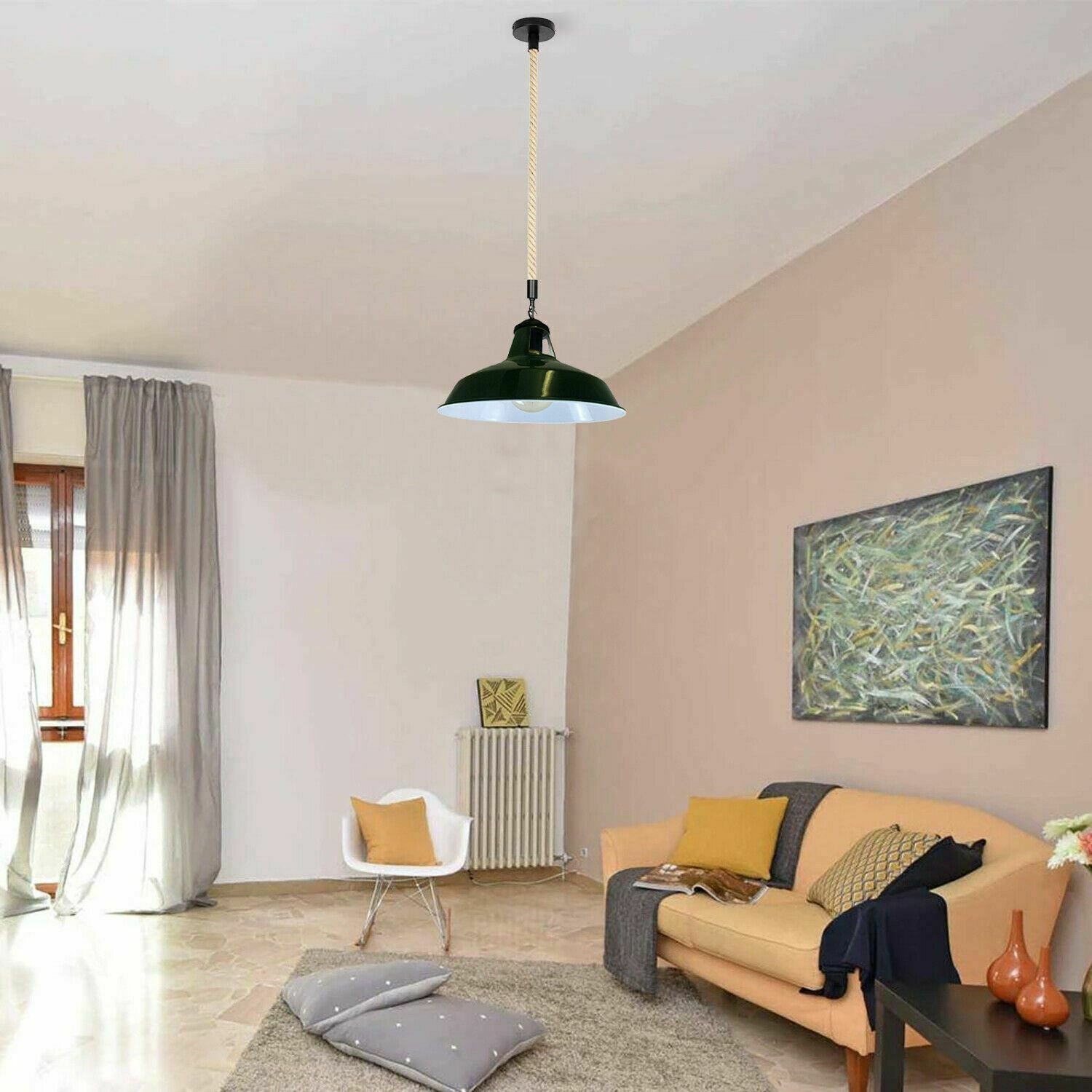 Rustic Industrial E27 Edison Hemp Rope Pendant Light Fixture Barn Home