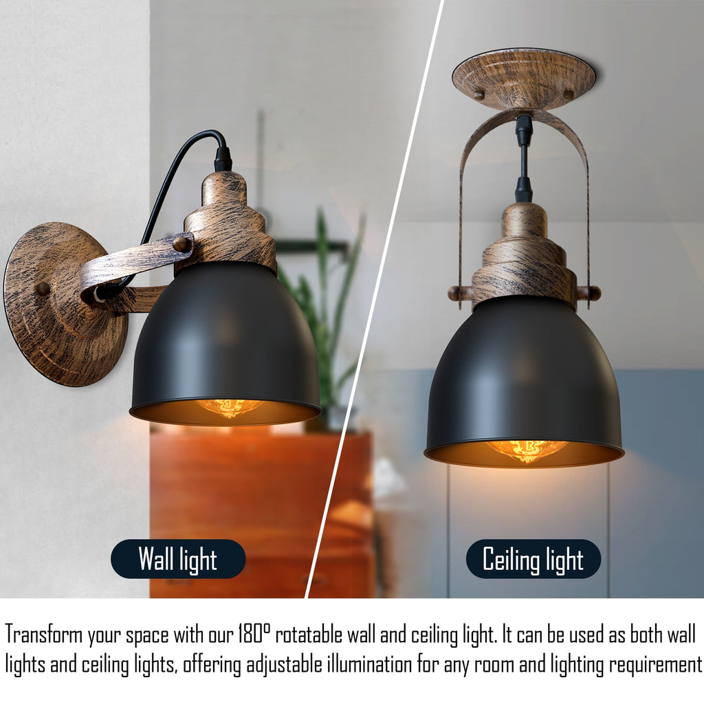 Industrial Bell Shade Dimmable Wall Sconce Light, Metal Retro Downwards Contemporary Fixture