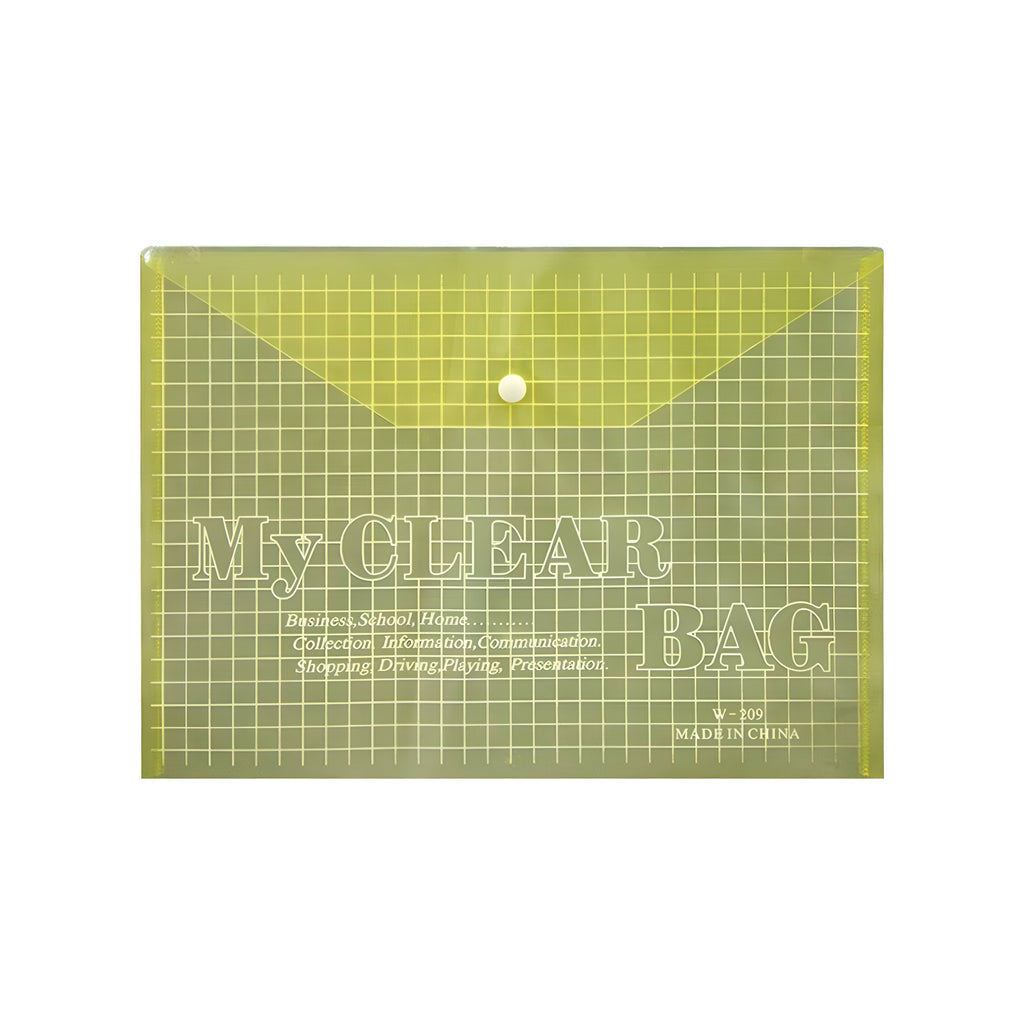 A4 Plastic Waterproof Document Holder File Bag Snap Button Closure Multi-Color