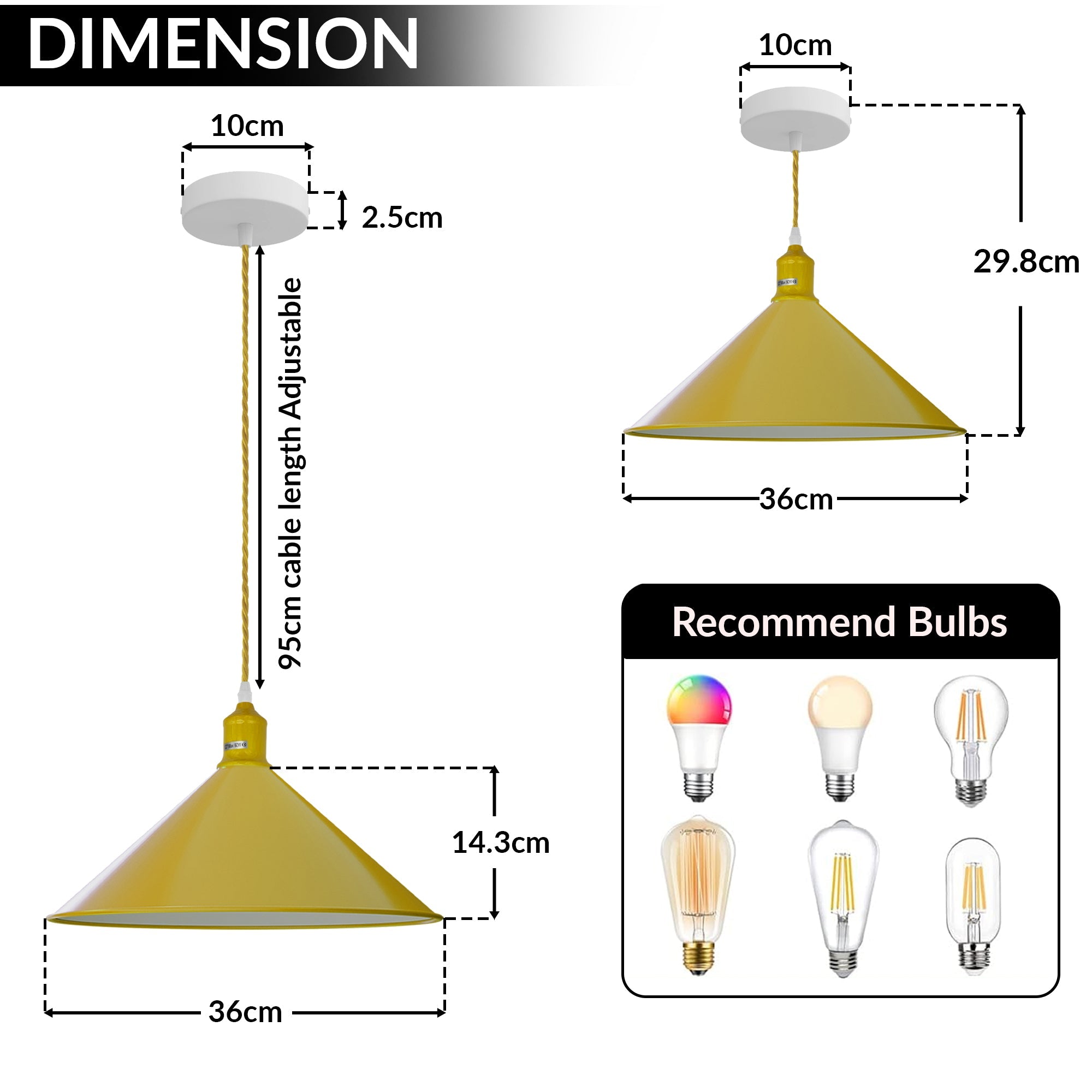 Adjustable Single Head Metal Shade Industrial Pendant Light, Vintage Style Hanging Lamp