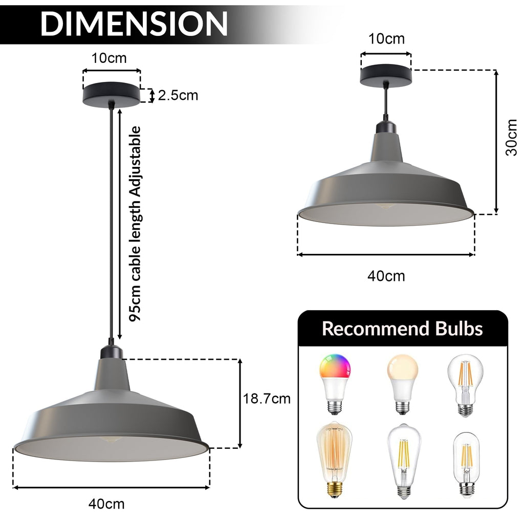 Vintage Industrial Metal Pluto Shade Pendant Light Modern Ceiling Fixture E27 Compatible Bulb