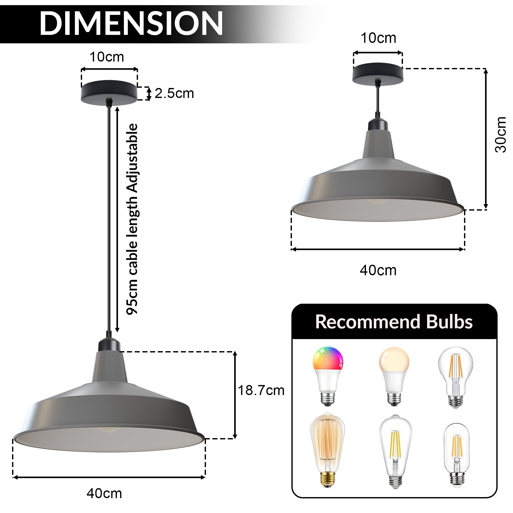 Vintage Industrial Metal Pluto Shade Pendant Light for Modern Home Decor