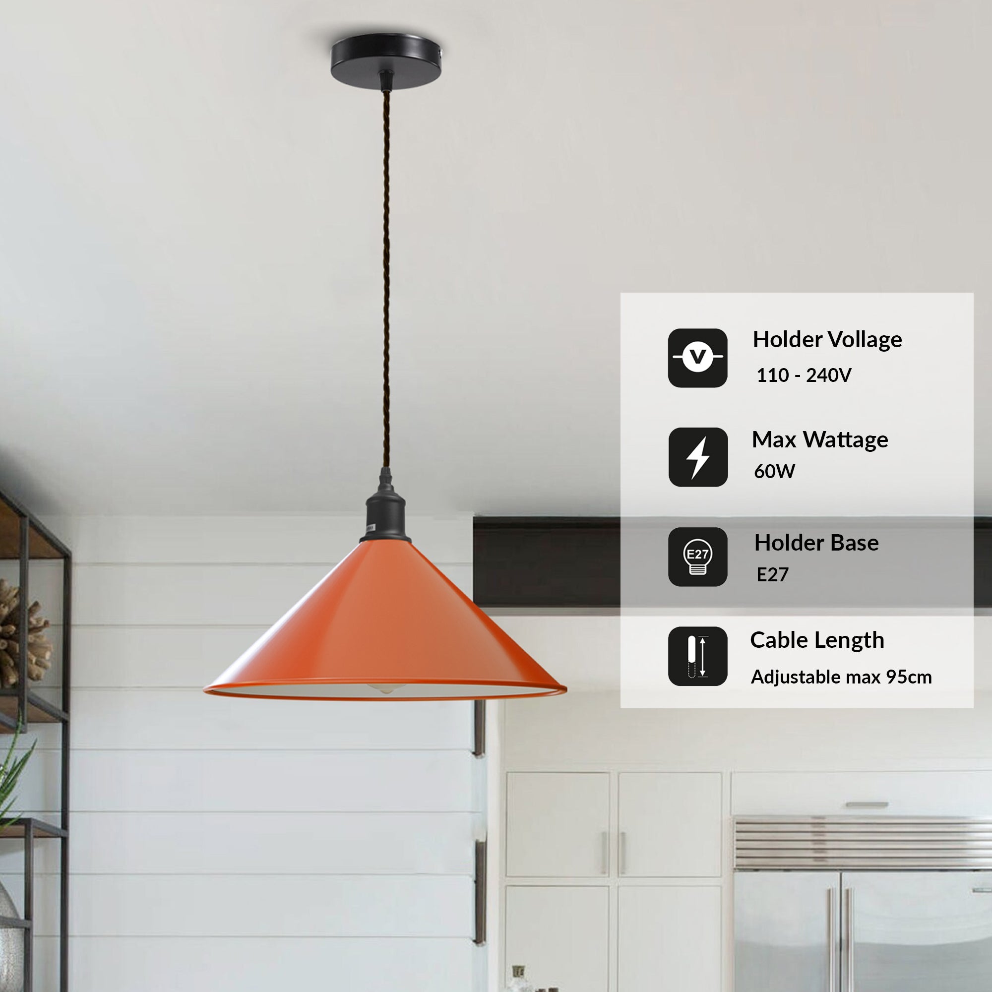 Adjustable Metal Shade Single Head Hanging Pendant Light for Modern Spaces