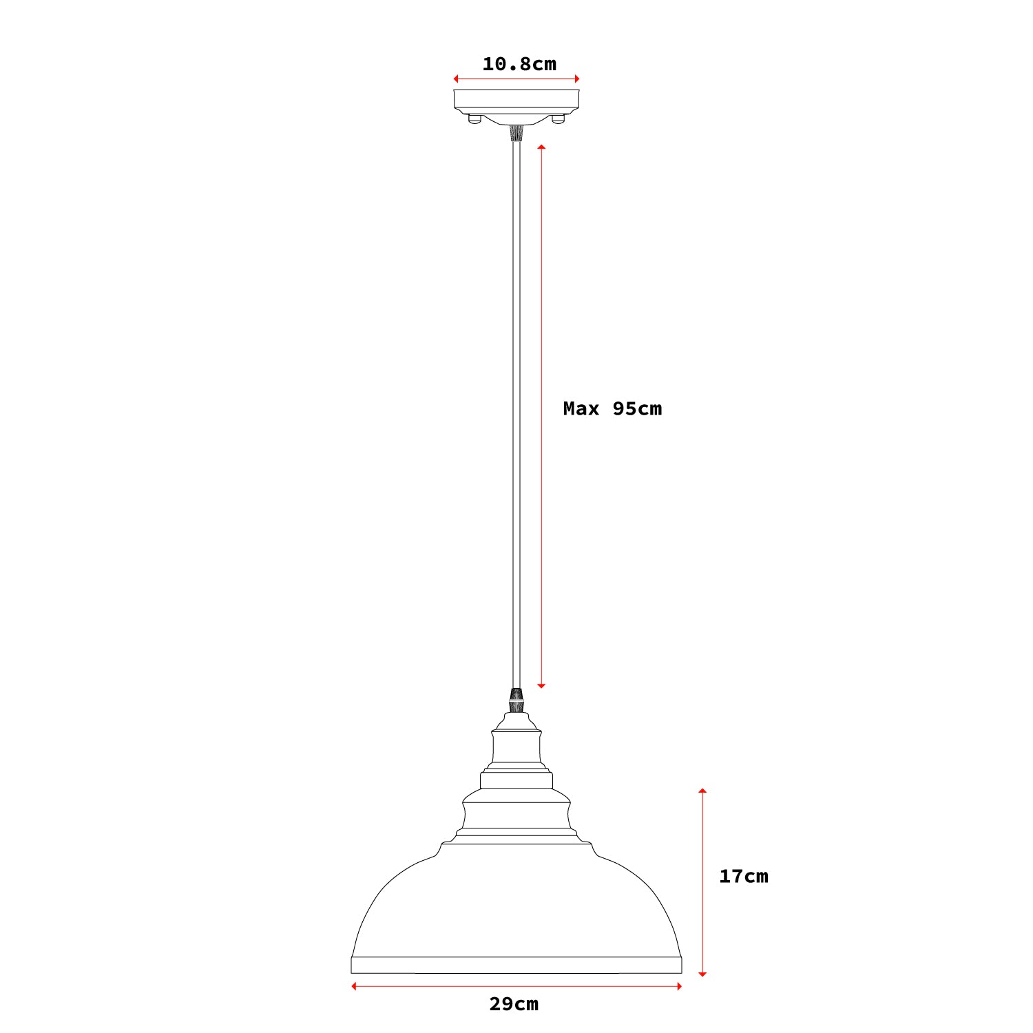 Vintage Metal Black Ceiling Hanging E27 95cm Adjustable Pendant Light ~6279