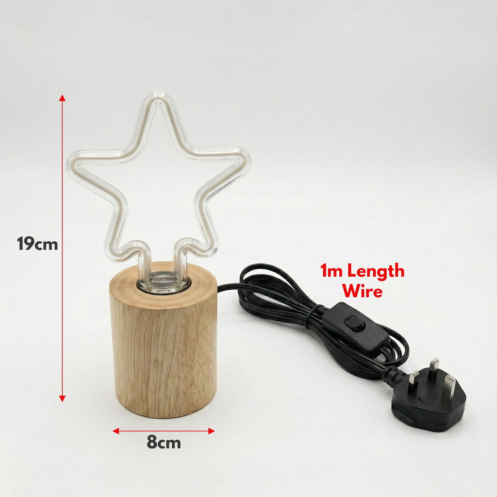 Small Wooden LED Table Lamp with Ambient Decorative Mood Bulb