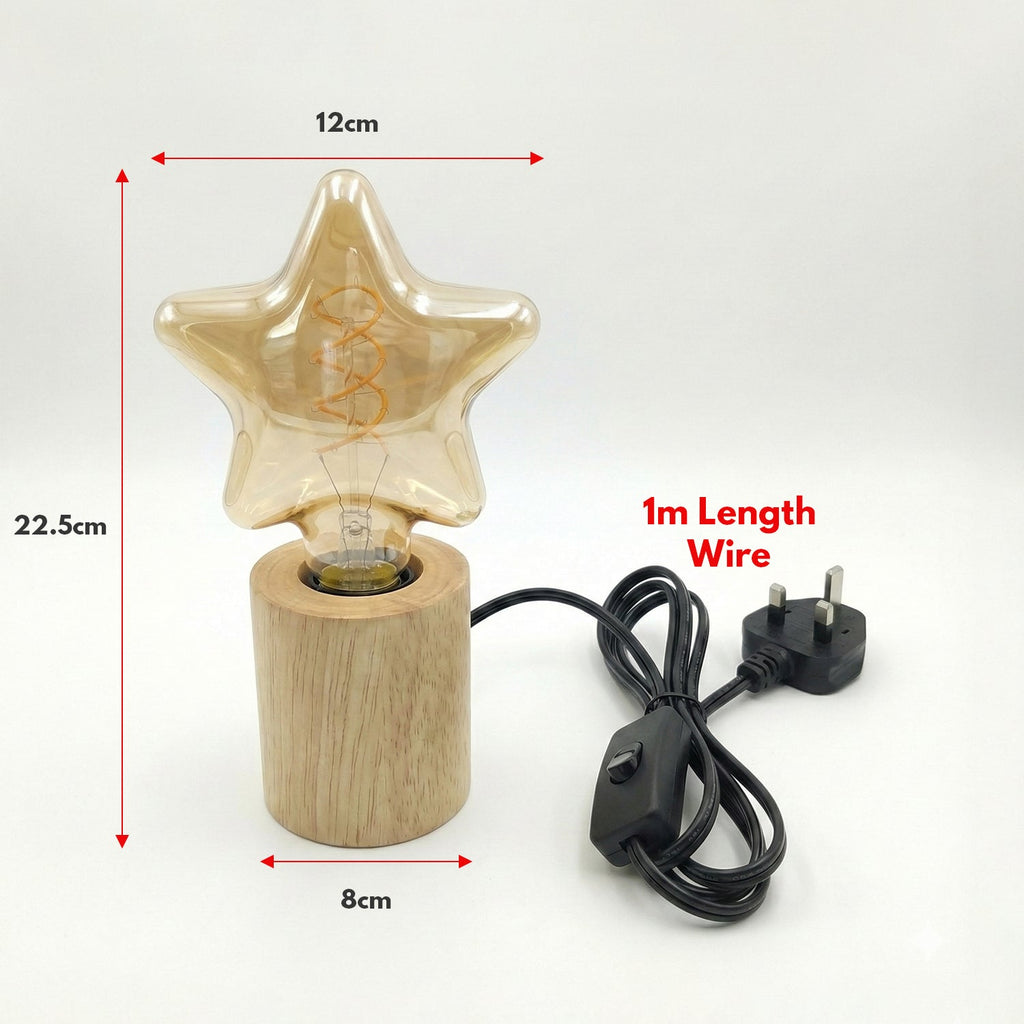 Small Wooden LED Table Lamp with Ambient Decorative Mood Bulb