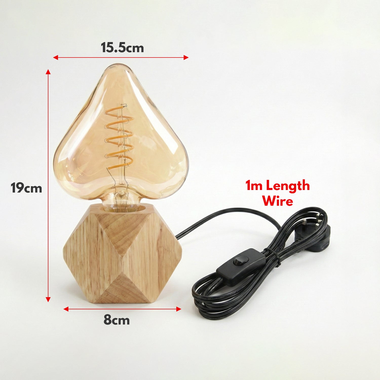 Small Wooden Table Lamp with Ambient Decorative LED Bulb