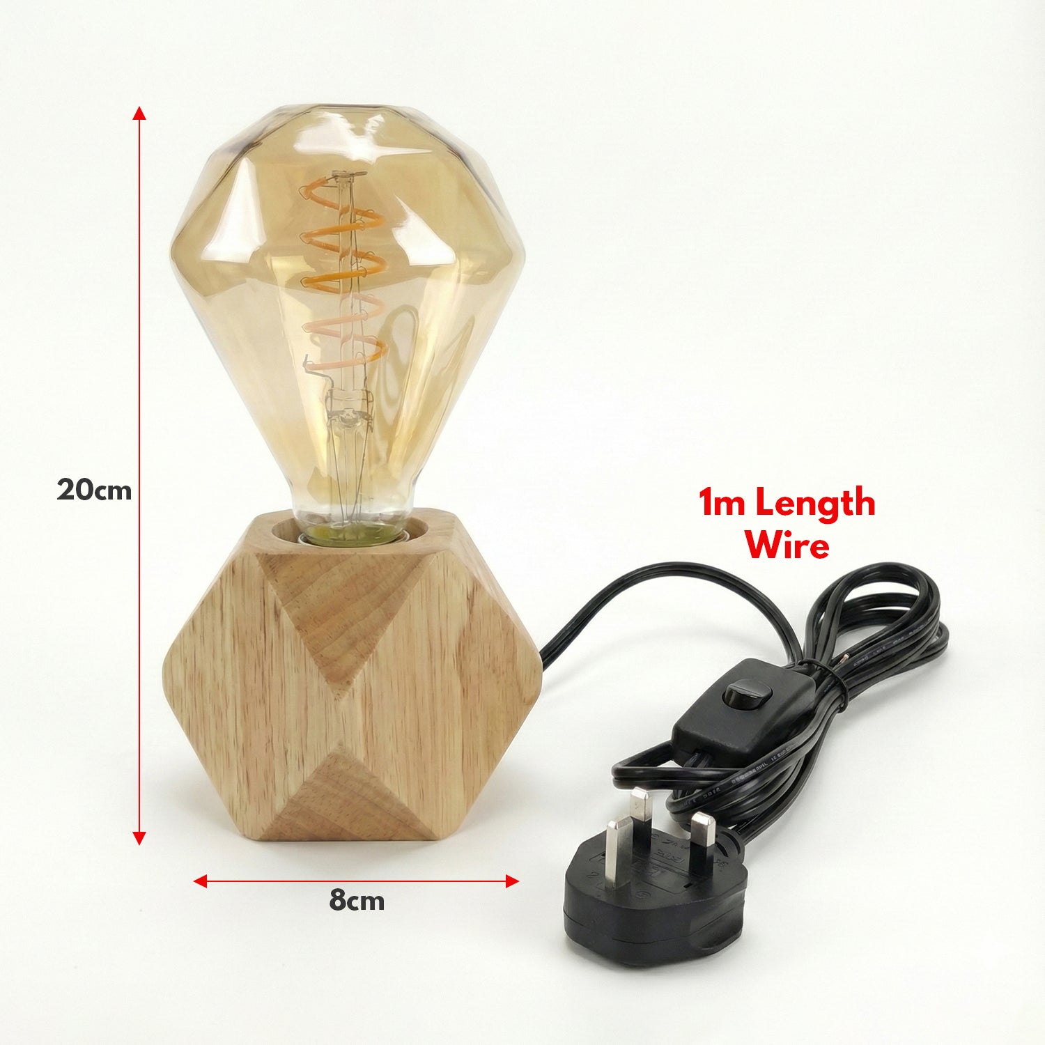Small Wooden LED Table Lamp with Ambient Decorative Mood Bulb