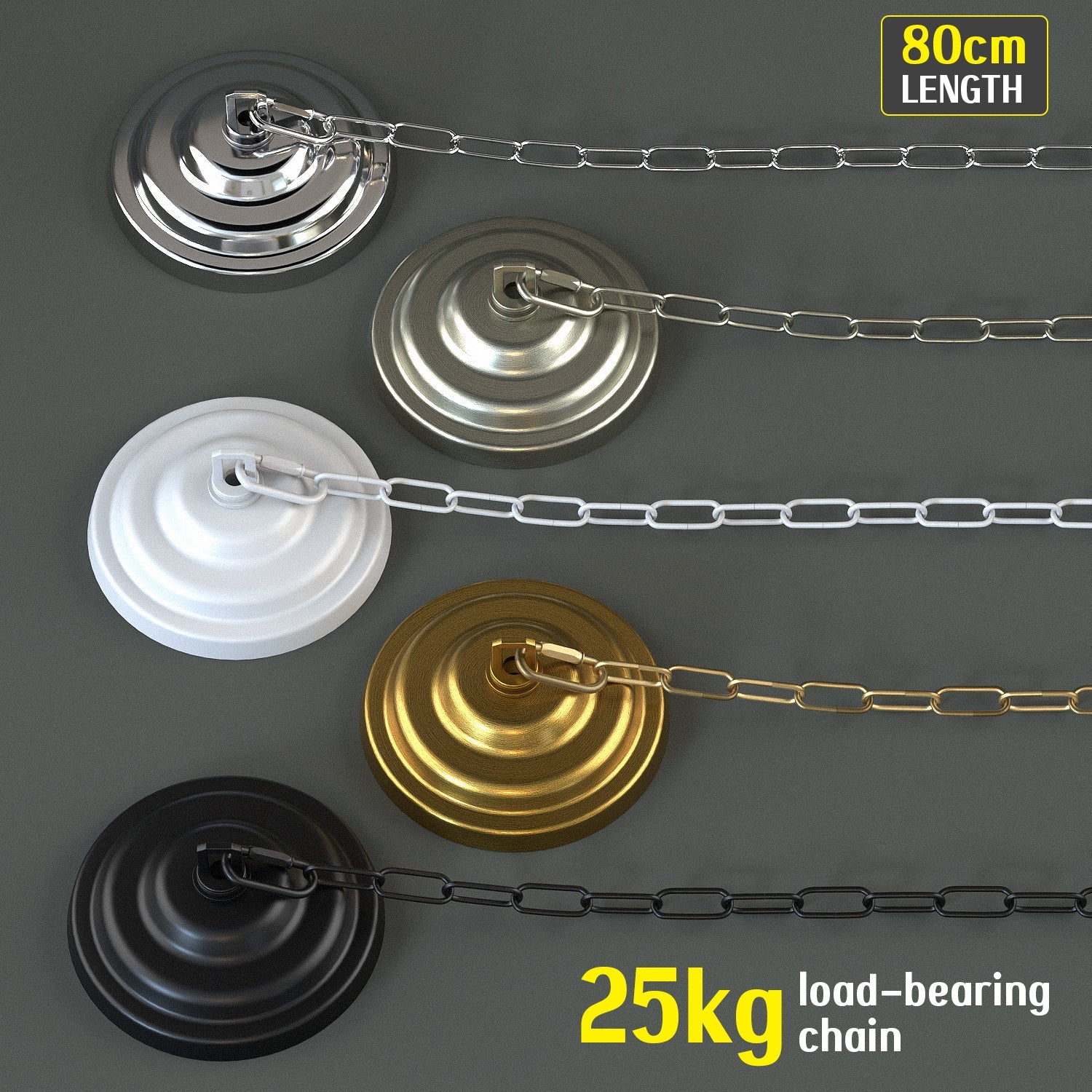 Heavy-Duty Metal Ceiling Rose with Adjustable Hanging Link Chain for Lights