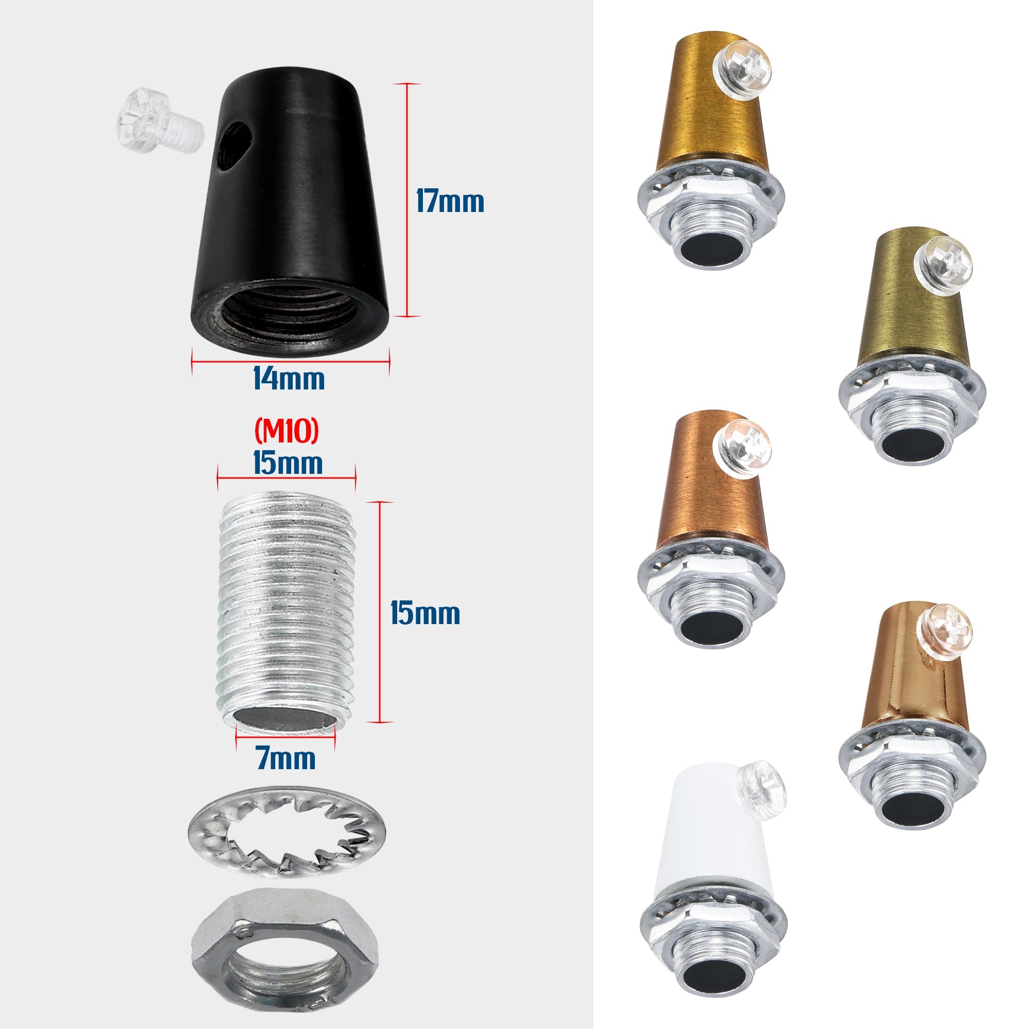 5 Pack Strain Reliefs M10 Cord Grips Clamps for Lights - 6046