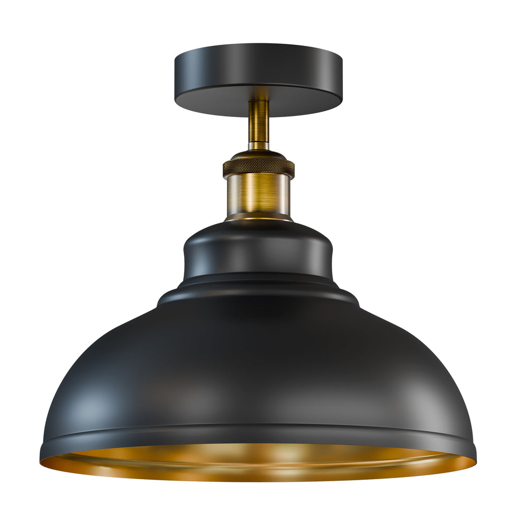 Industrial Style Flush Mount Ceiling Light with Curvy Metal Dome Shade