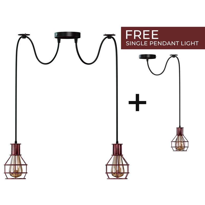 Industrial Metal Cage Multi-Head Pendant Light Fixture, Vintage Farmhouse Ceiling Lamp