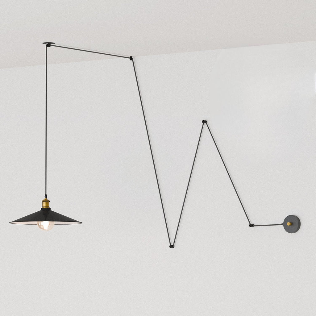 Modern Industrial E27 Pendant Light, Adjustable Wall Mounted, Long 177-Inch Cable