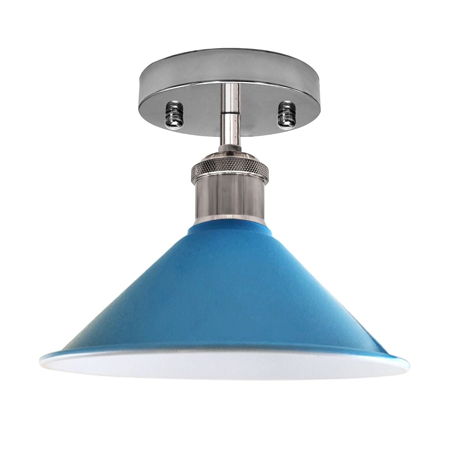 Industrial Cone Flush Mount Ceiling Light, Vintage Retro Metal Fixture for Living Room