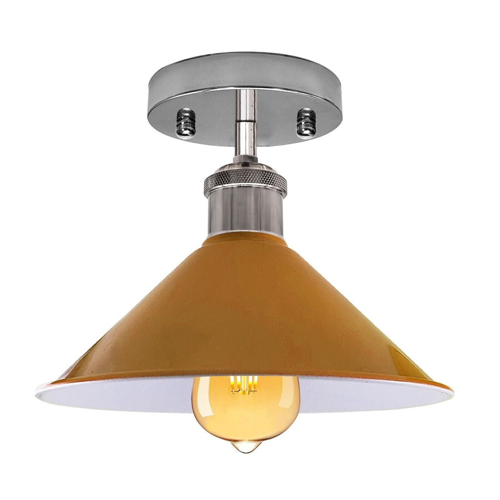Industrial Flush Mount Cone Ceiling Light, Vintage Retro Style for Living Room