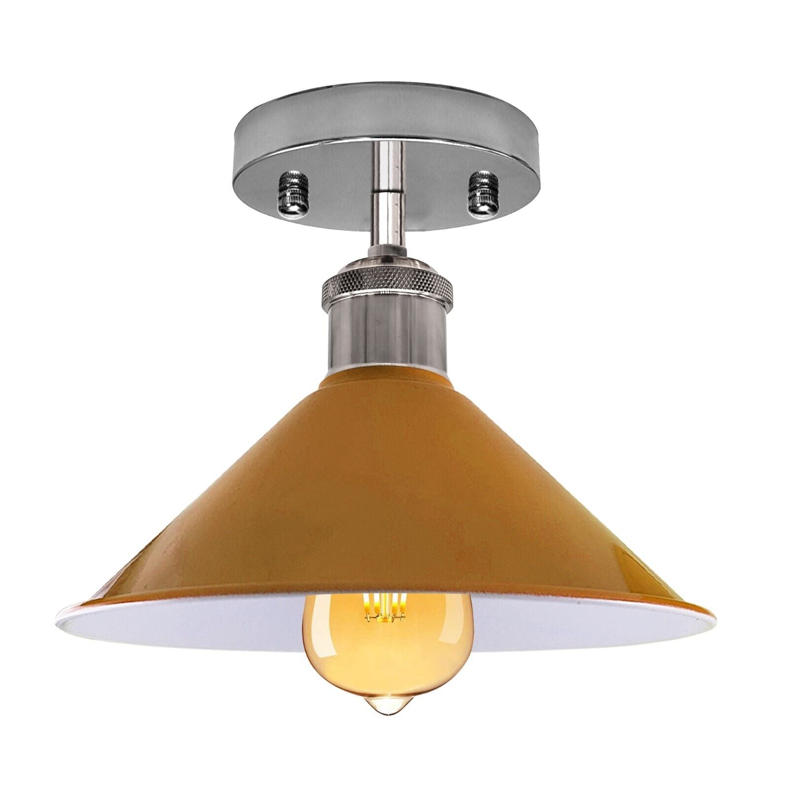Industrial Flush Mount Cone Ceiling Light, Vintage Retro Style for Living Room