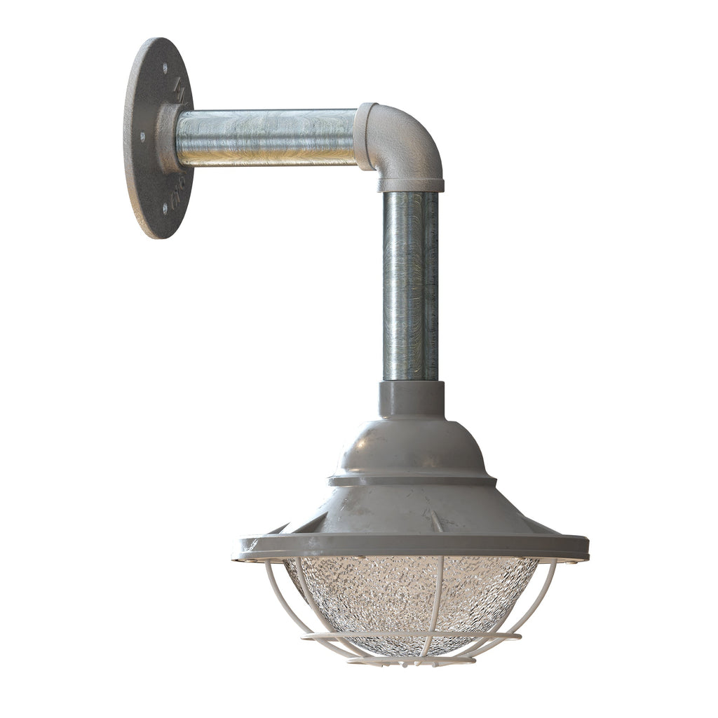 Industrial Galvanized Conduit Pipe Wall Light with Vintage Cage Shade