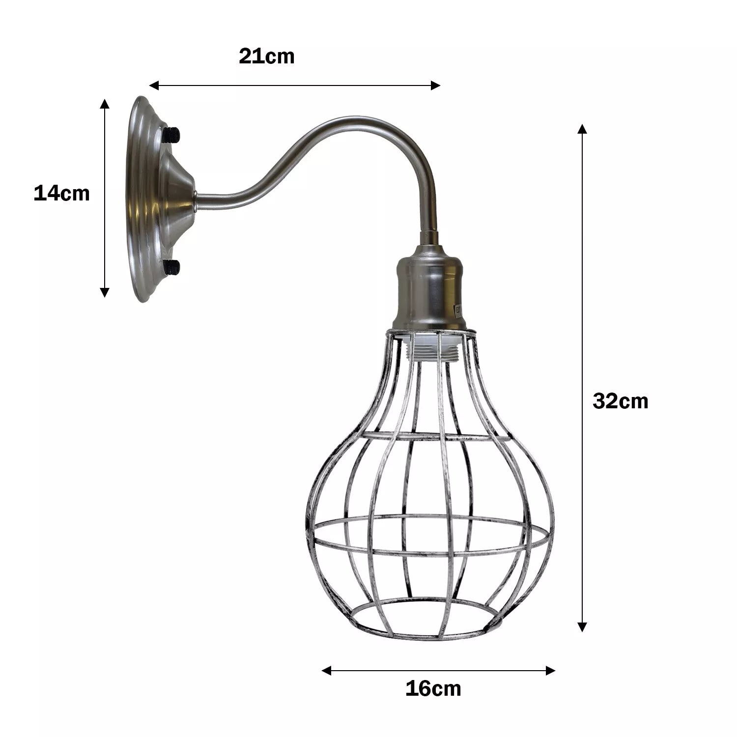 Modern Retro Industrial Metal Geometric Cage Wall Sconce Light Fixture