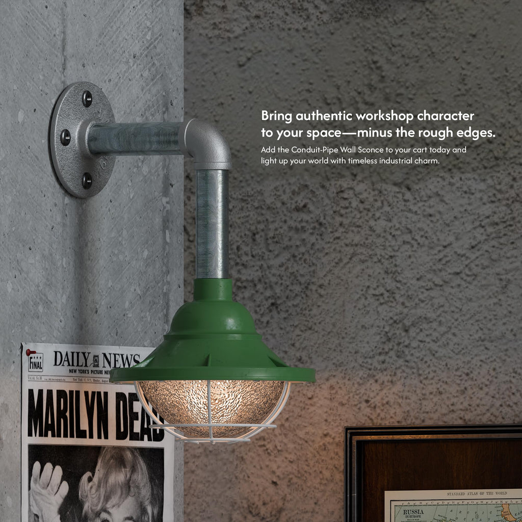 Industrial Galvanized Steel Wall Sconce 2-Pack E27 Conduit Pipe Loft Lighting