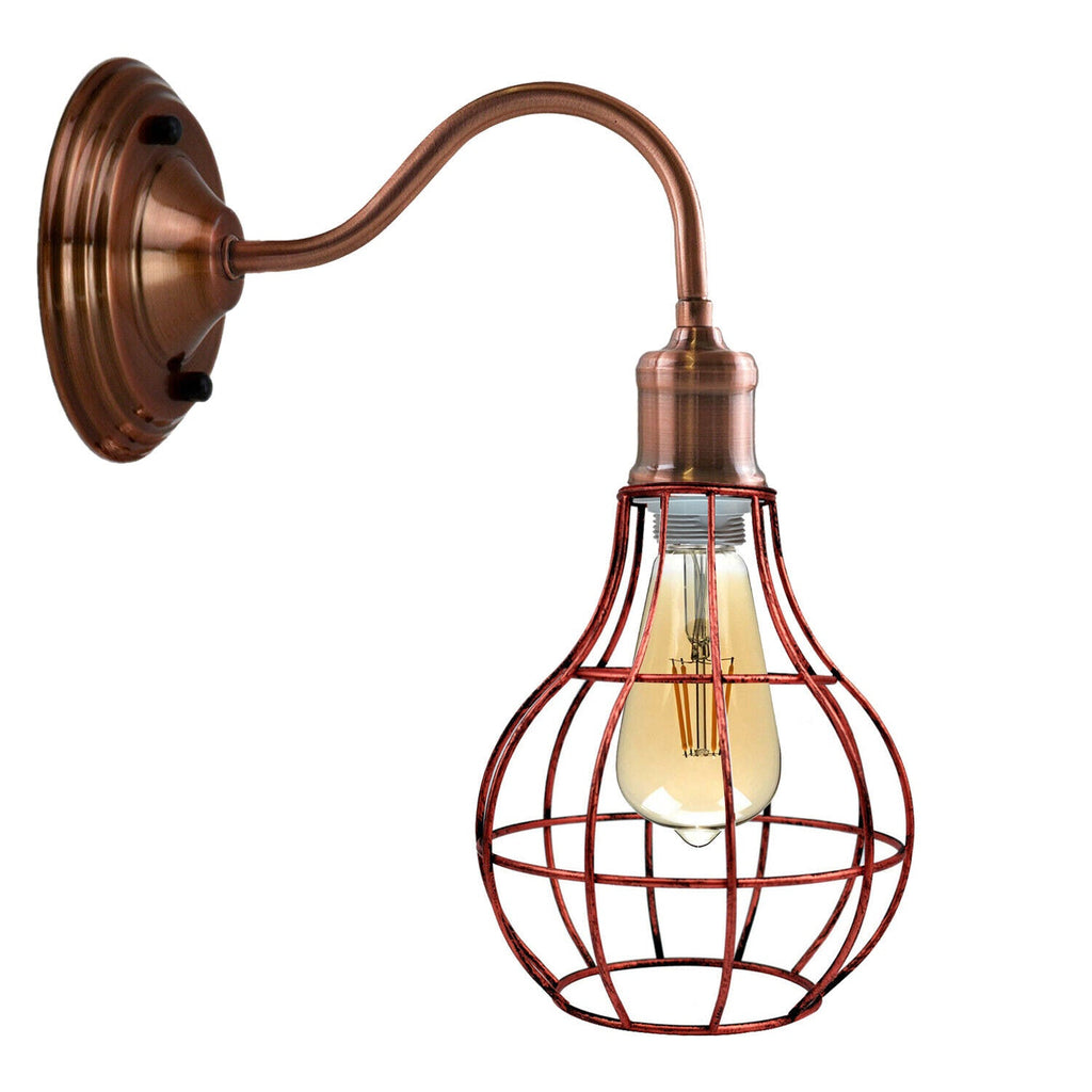 Modern Retro Industrial Metal Geometric Cage Wall Sconce Light Fixture