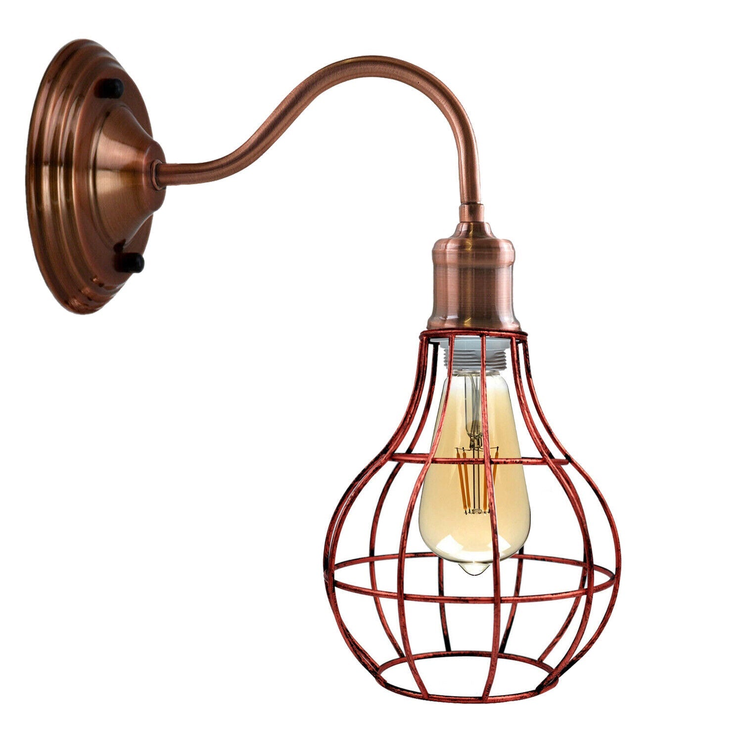 Modern Retro Industrial Metal Geometric Cage Wall Sconce Light Fixture