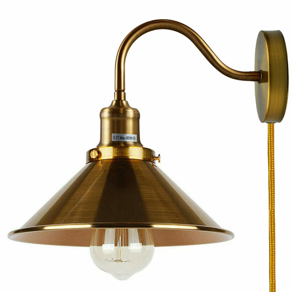 Adjustable Plug-in Wall Light with Dimmer Switch 2M Cable E27 Socket
